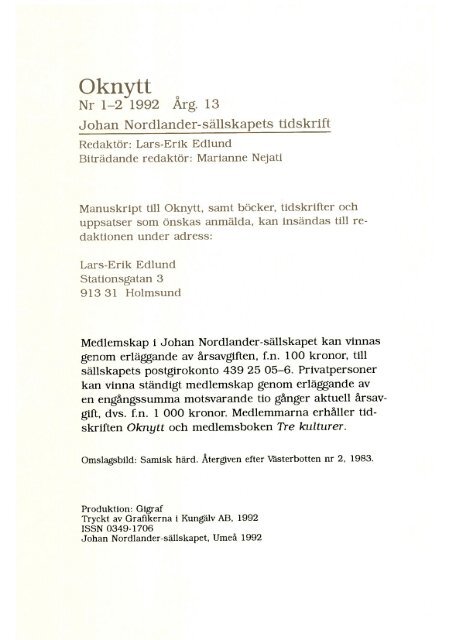 Nr 1-2 1992 - Johan Nordlander sällskapet