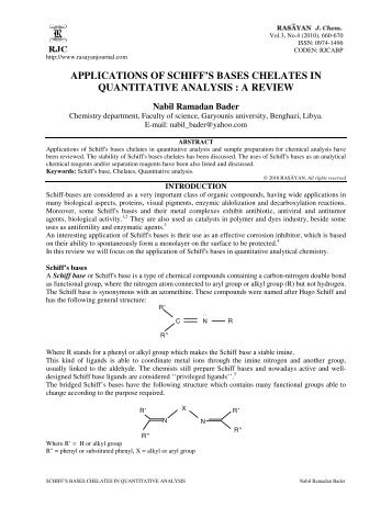 applications of schiff's bases chelates in quantitative analysis