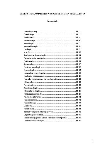 erkenningscommissie van geneesheren-specialisten in ... - Vbs Gbs