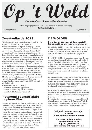 Zwerfvuilactie 2013 DE WOLDEN Potgrond sponsor aktie popkoor ...