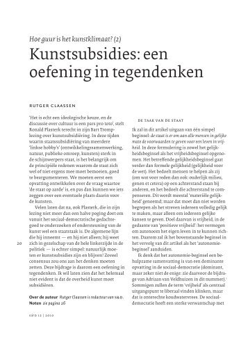 Kunstsubsidies: een oefening in tegendenken - Rutger Claassen