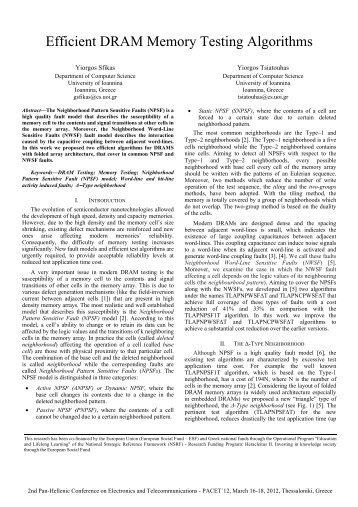 Efficient DRAM Memory Testing Algorithms