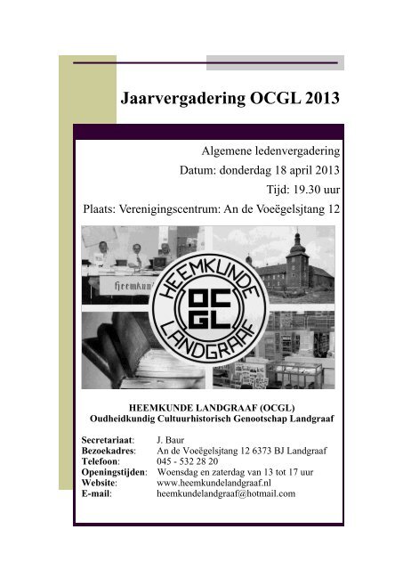 Agenda ledenvergadering - Heemkundevereniging Landgraaf