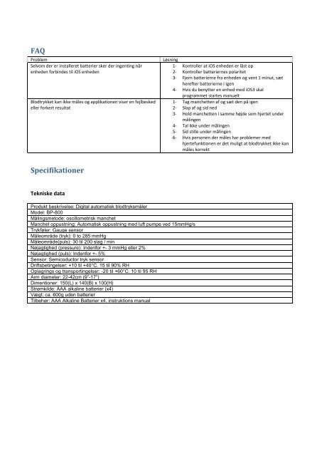 Blodstryksmåler – Dansk manual - Withings