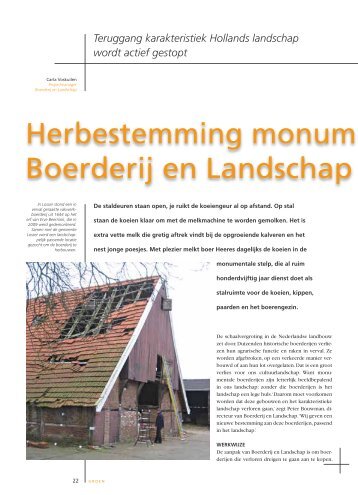 Herbestemming monumentale boe Boerderij en Landschap durft het a