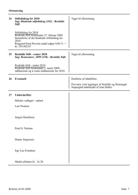 Referat for: Ringsted-Sorø Provstiudvalg PU møde 18. marts 2009 ...