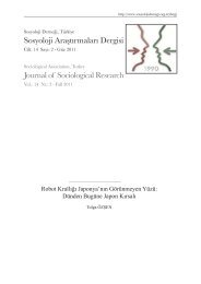 Sosyoloji Araştırmaları Dergisi Journal of ... - Sosyoloji Derneği
