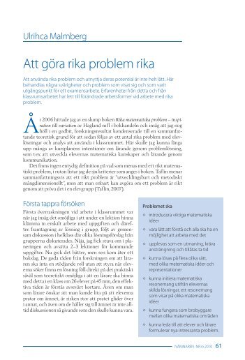 Att göra rika problem rika - Ncm - Göteborgs universitet