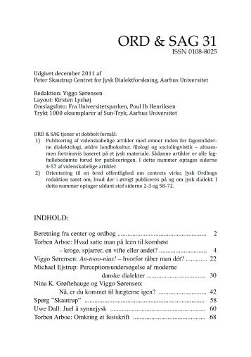 O&S 30.11.indd - Peter Skautrup Centeret - Aarhus Universitet