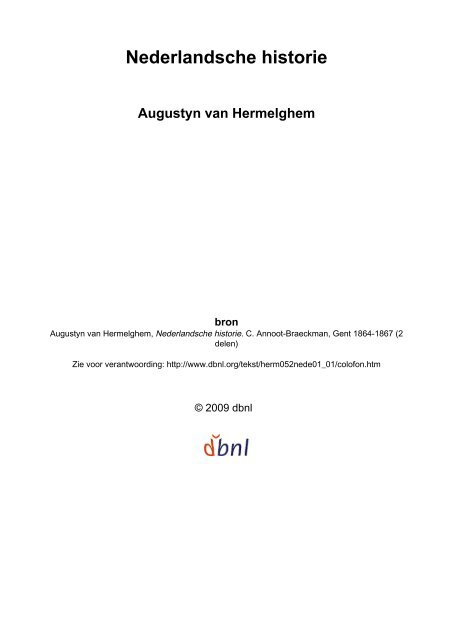 Nederlandsche historie - digitale bibliotheek voor de Nederlandse ...
