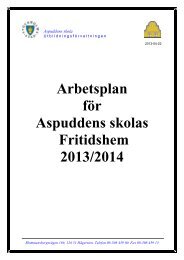 Arbetsplan för Aspuddens skolas Fritidshem 2013/2014