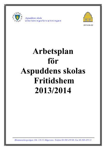 Arbetsplan för Aspuddens skolas Fritidshem 2013/2014