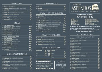 Menukort - Aspendos Restaurant - Hals