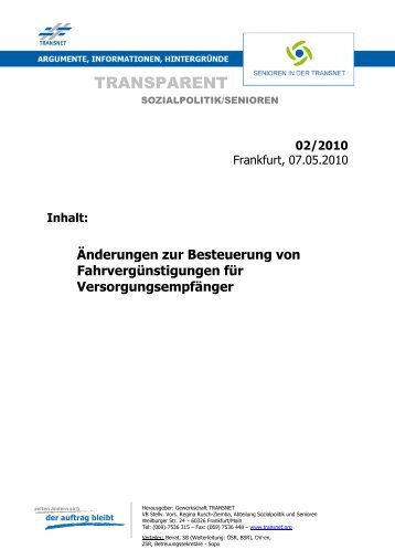 Änderung der Besteuerung von Fahrvergünstigungen für ...