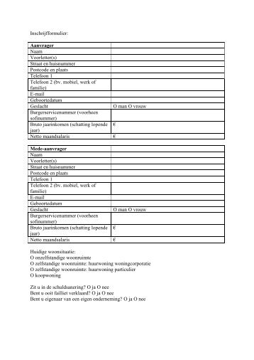 Inschrijfformulier huurwoning - Realworks