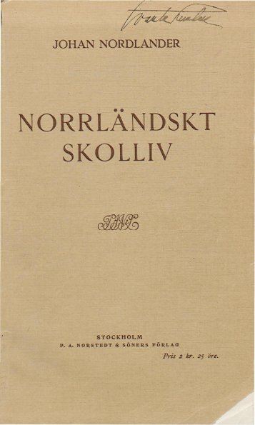 johan nordlander norrländskt skolliv