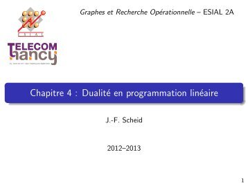 Chapitre 4 : Dualité en programmation linéaire
