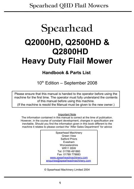 QHD Handbook & Parts Book