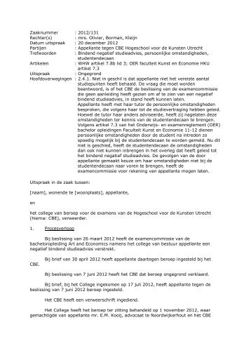 Zaaknummer : 2012/131 Rechter(s) - College van Beroep voor het ...
