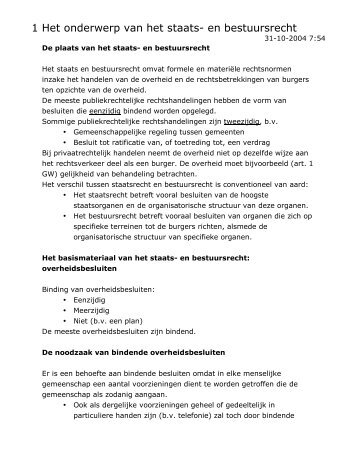 1 Het onderwerp van het staats- en bestuursrecht - josvisser.(nl|com)