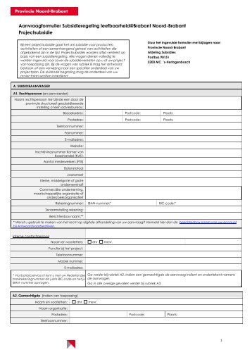 Aanvraagformulier subsidie