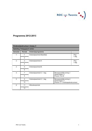 Programma 2012-2013 - Samenwerking Kinderopvang en ROC