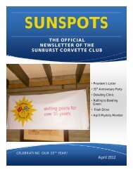 THE OFFICIAL NEWSLETTER OF THE ... - Sunburst Corvette Club