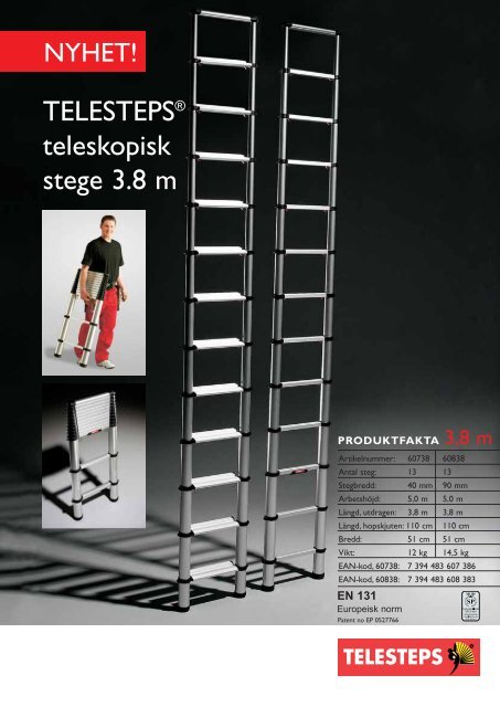 TELESTEPS® teleskopisk stege 3.8 m - Stegcentralen.se