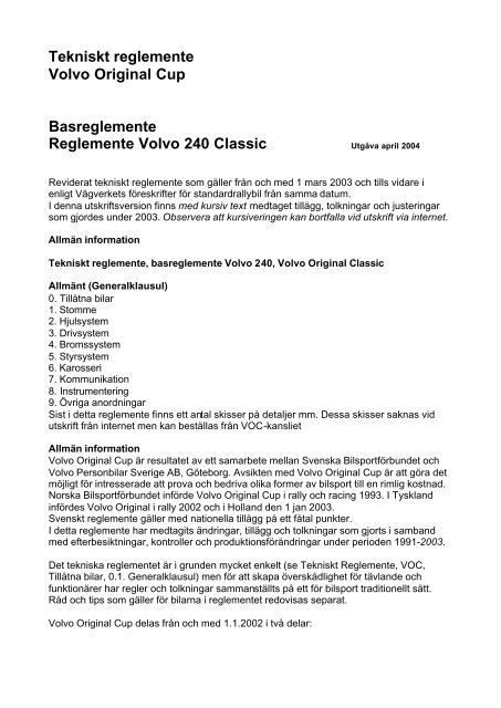 Basregl_240 Classic - VOC Mekonomen Rally