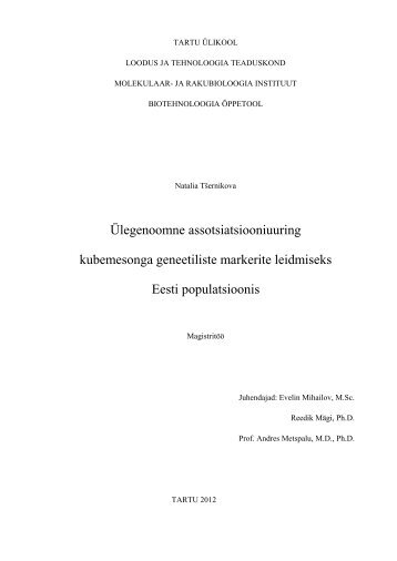 Ülegenoomne assotsiatsiooniuuring kubemesonga geneetiliste ...