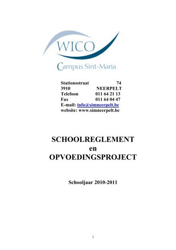 Schoolreglement 2010-2011 definitief - Wico Campus Sint-Maria