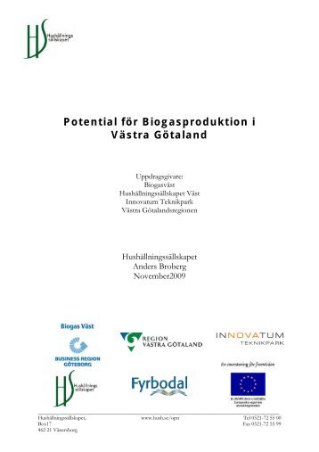 Potential för Biogasproduktion i Västra Götaland - Skaraborg ...