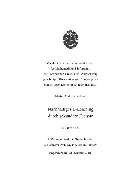 Nachhaltiges E-Learning durch sekundäre Dienste - Digitale ...