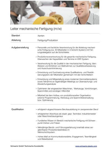 Leiter mechanische Fertigung - Schwartz GmbH - Technische ...