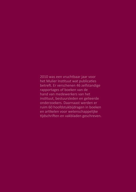 Jaarverslag 2010 - Mulier Instituut