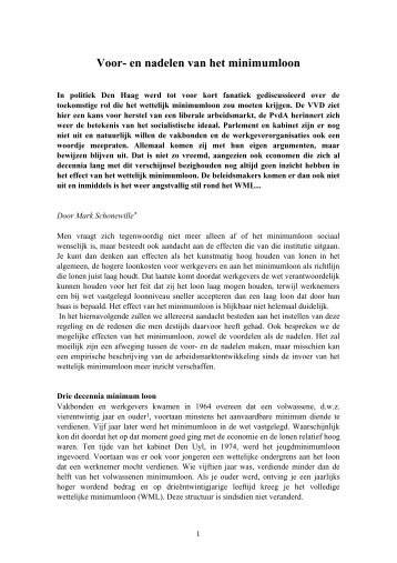 Voor- en nadelen van het minimumloon, (Dis)advantages of the ...
