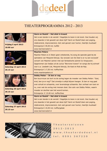 THEATERPROGRAMMA 2012 - 2013 - Theater De Deel