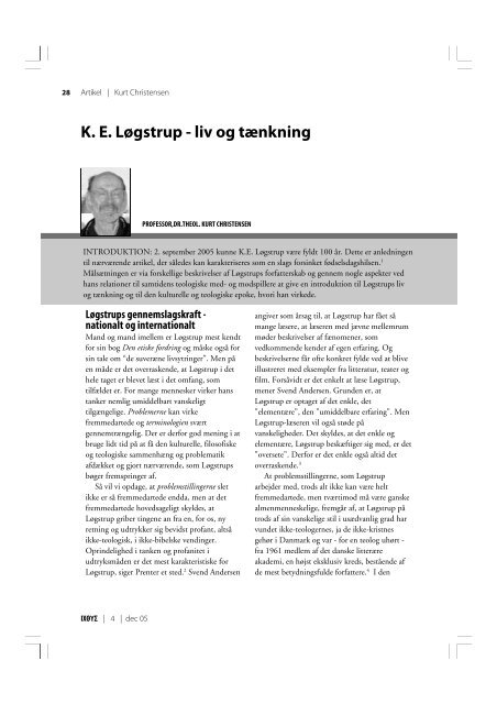 K. E. Løgstrup - liv og tænkning - Menighedsfakultetet