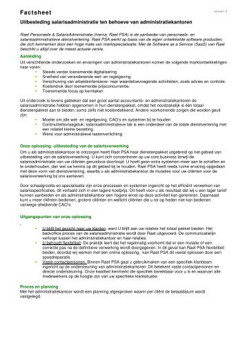 Factsheet - Raet Personeels- en Salarisadministratie