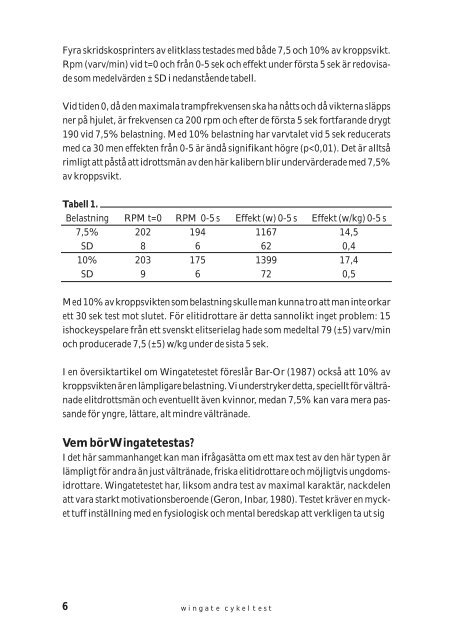 Wingate cykeltest Lennart Gullstrand & Leif Larsson