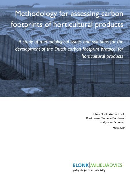 Methodology for assessing carbon footprints of horticultural products
