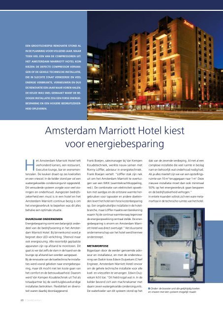 Amsterdam Marriott Hotel kiest voor energiebesparing - cool & comfort