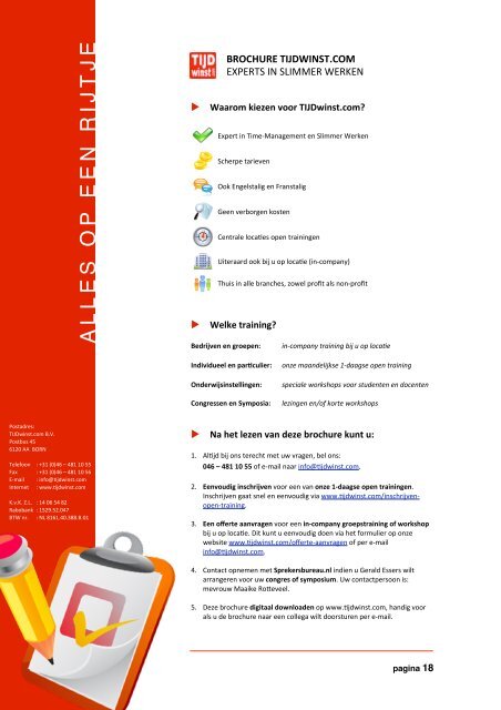 2011-08-04 TIJDwinst Brochure 2011 - Time Management .net