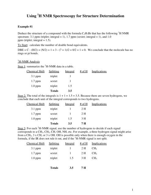 Using H NMR Spectroscopy for Structure Determination