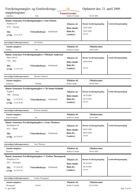 Forsikringsmægler- og Genforsikrings ... - Finanstilsynet