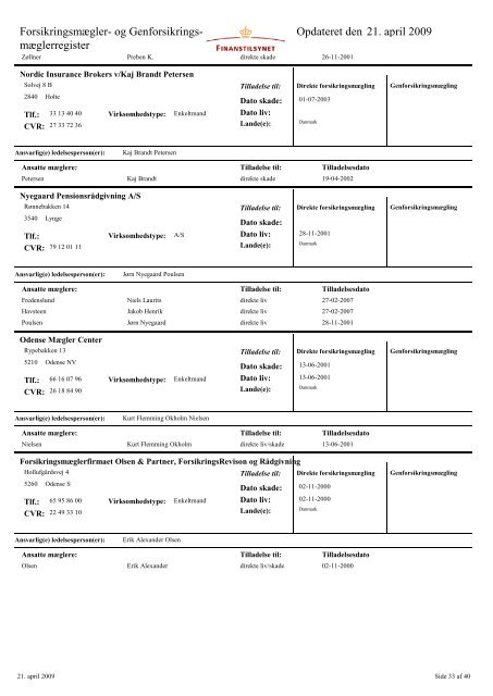 Forsikringsmægler- og Genforsikrings ... - Finanstilsynet
