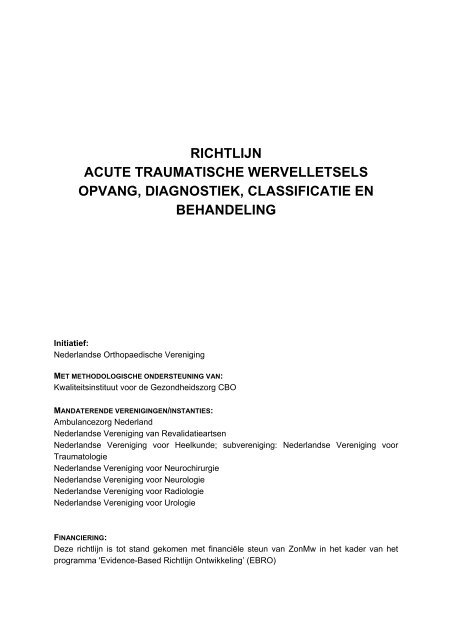 Acute Traumatische Wervelletsels Kwaliteitskoepel