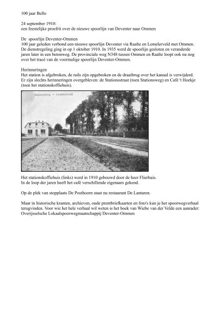 100 jaar Bello 24 september 1910 - Historische Kring Dalfsen