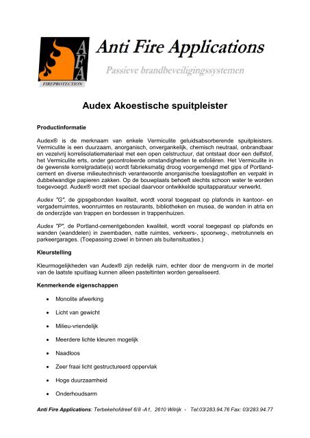 Audex - Anti Fire Applications