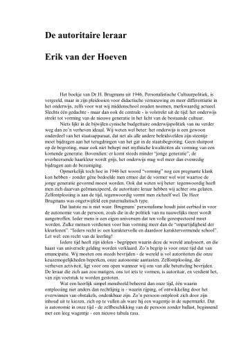 De autoritaire leraar Erik van der Hoeven - Diederikvanderhoeven.nl